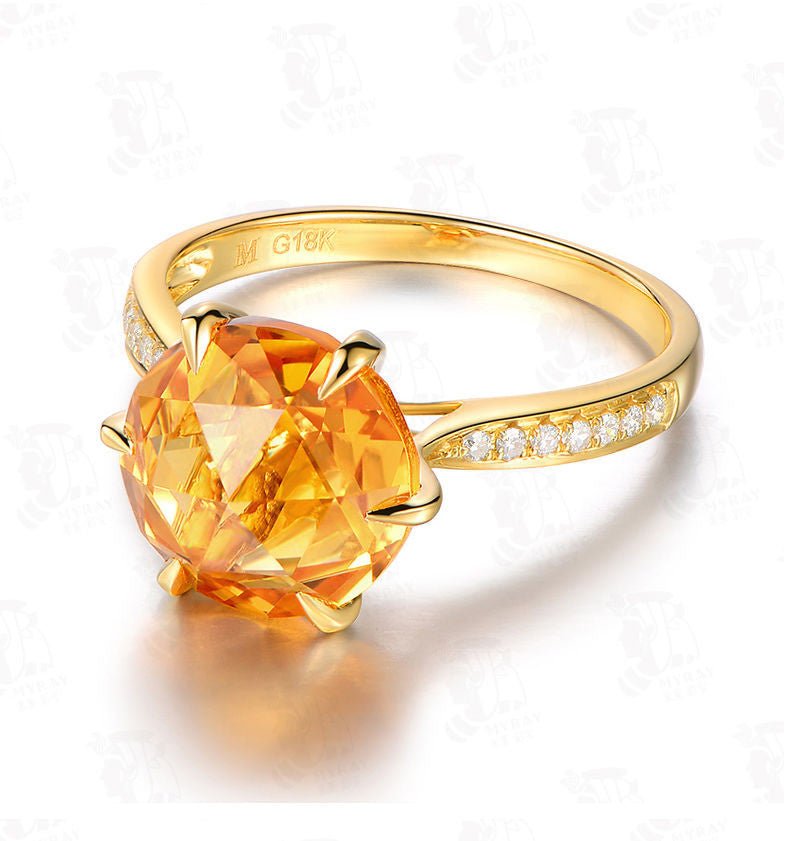 Citrine Diamond Engagement Ring 18k Yellow Gold - Lord of Gem Rings