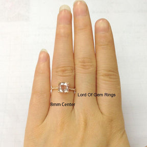Cushion Morganite Engagement Ring Hidden Diamond Halo - Lord of Gem Rings