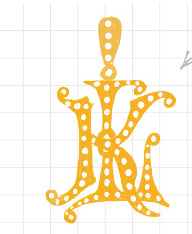 Custom Diamond 18K Yellow Gold Pendant KL 19mm