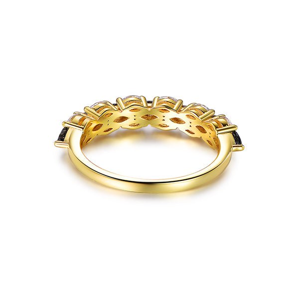 Customizable Mother's Ring Marquise Rutilated Quartz Moissanite Birthstone Band - Lord of Gem Rings