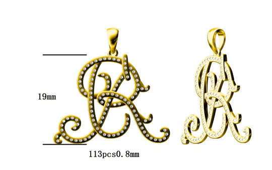 Diamond 18K Yellow Gold Pendant BN 19mm