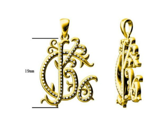 Diamond  18K Yellow Gold Pendant CK 19mm