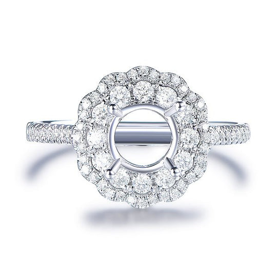 Diamond Engagement Ring Semi Mount Setting 14K Rose Gold, 6.5mm Round