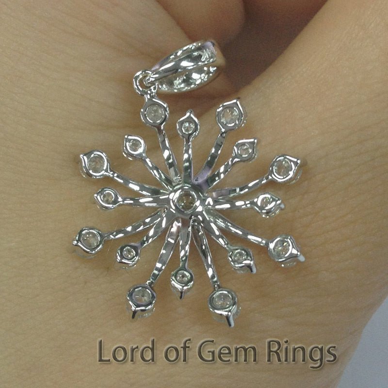 Diamond firework Pendant,14K White Gold - Lord of Gem Rings