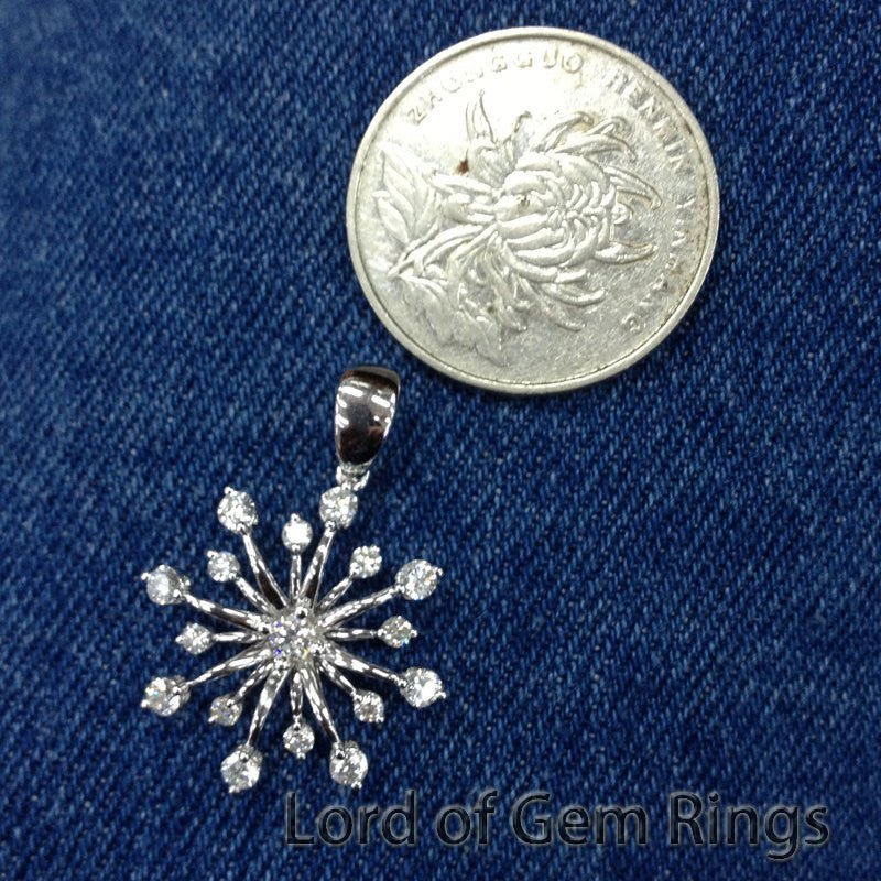 Diamond firework Pendant,14K White Gold - Lord of Gem Rings