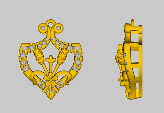 Diamond shield Charm 14K Yellow Gold