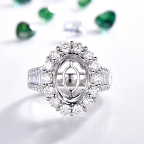 Diana Oval Semi Mount Ring Baguette Diamond - Lord of Gem Rings