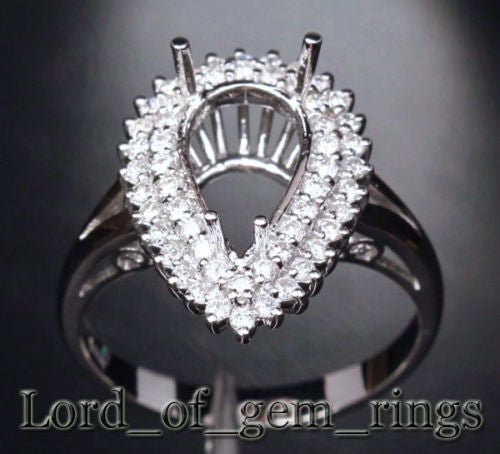 Diana Pear Semi Set Diamond Double Halo in White Gold - Lord of Gem Rings