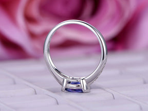 East-West Oval Tanzanite Diamond Engagement Ring 14K Gold - Lord of Gem Rings