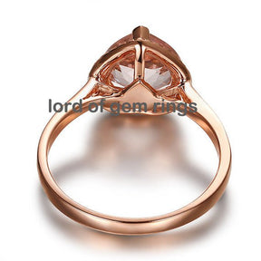 Engravable Heart Morganite Diamond Halo Engagement Ring - Lord of Gem Rings