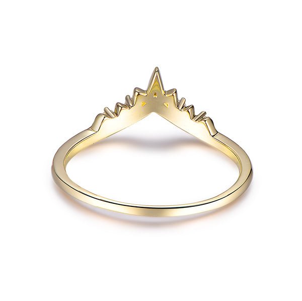 Five-Stone Alexandrite Diamond Chevron Crown Ring Milgrain June Birthstone Band - Lord of Gem Rings