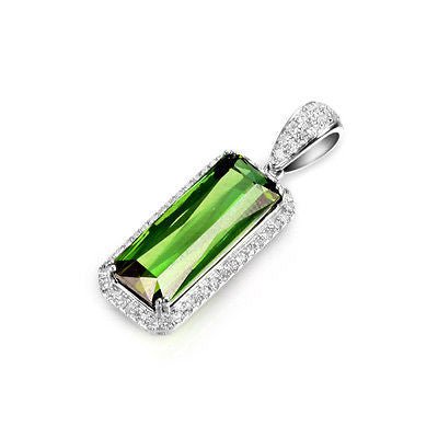green tourmaline for diamond pendant - Lord of Gem Rings