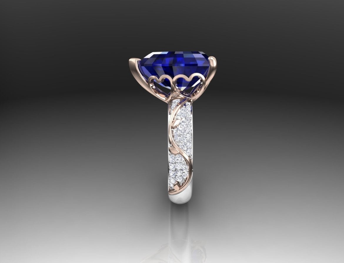 Custom Setting for Shante- Heart Cut Diamond Semi Mount Ring 14K Two Tone Gold