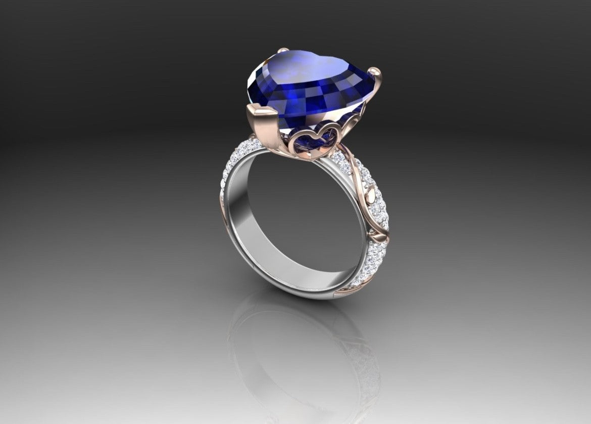 Custom Setting for Shante- Heart Cut Diamond Semi Mount Ring 14K Two Tone Gold
