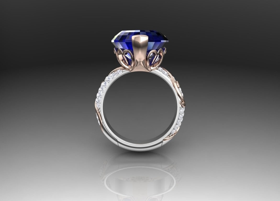 Custom Setting for Shante- Heart Cut Diamond Semi Mount Ring 14K Two Tone Gold