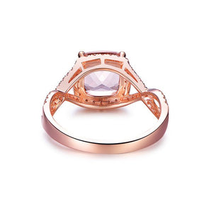 Infinity Cushion Morganite Diamond Halo Engagement Ring - Lord of Gem Rings