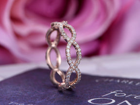 Infinity Diamond Wedding Band Eternity Ring 14K Rose Gold - Lord of Gem Rings
