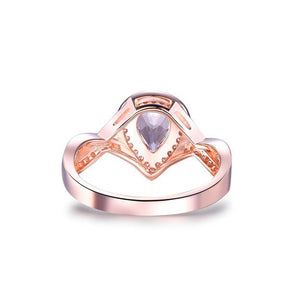Infinity Pear Morganite Diamond Halo Engagement Ring Milgrain 14K Gold - Lord of Gem Rings