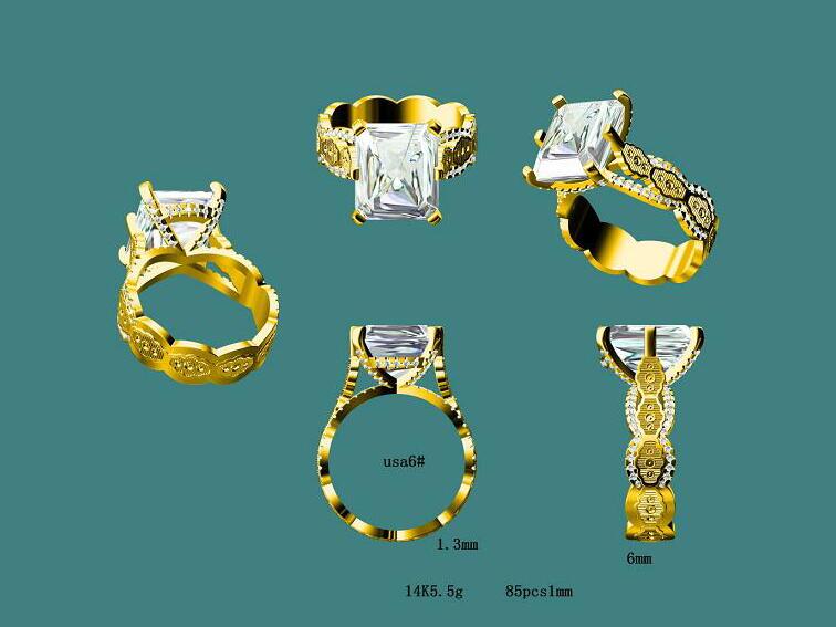 Karmen - Emerald Cut 5ct Morganite Ring Diamond Lace - Lord of Gem Rings