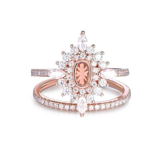 Marquise Bridal Semi-Set Moissanite Double Halo With Accents