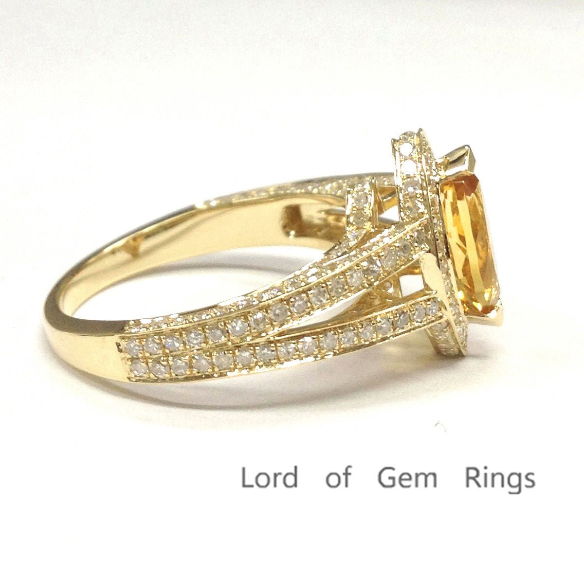 Marquise Citrine Engagement Ring whg Diamond Split Shank - Lord of Gem Rings