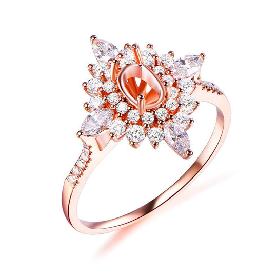 Marquise Diamond Double Halo Oval Semi-Set