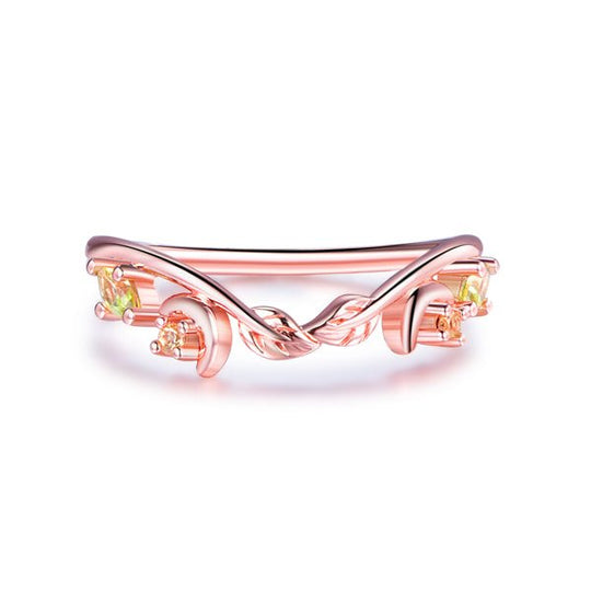 Marquise Peridot August Birthstone Band Vine Ring 14K Gold