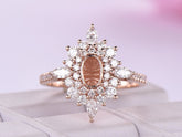 Marquise Semi-Set Diamond Double Halo - Lord of Gem Rings