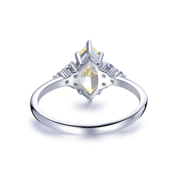 Marquise Yellow Moissanite Diamond Engagement Ring in 14K Gold - Lord of Gem Rings