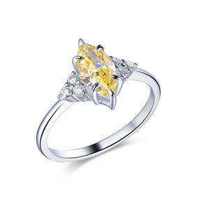 Marquise Yellow Moissanite Diamond Engagement Ring in 14K Gold - Lord of Gem Rings