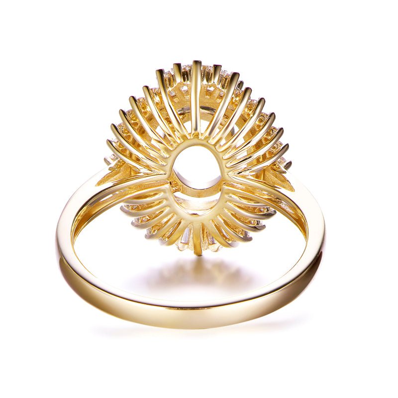 Oval Baguette Diamond Double Halo Setting Semi Mount Ring - Lord of Gem Rings