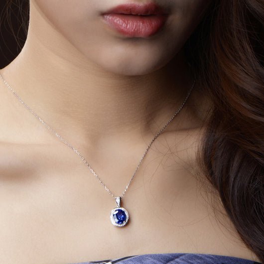 Oval Blue Tanzanite Diamond Pendant 18k Gold - Lord of Gem Rings