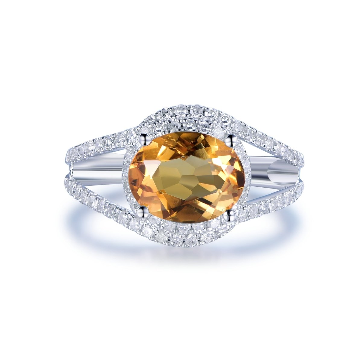 Oval Citrine Lovely Bow Ring 14K Gold - Lord of Gem Rings