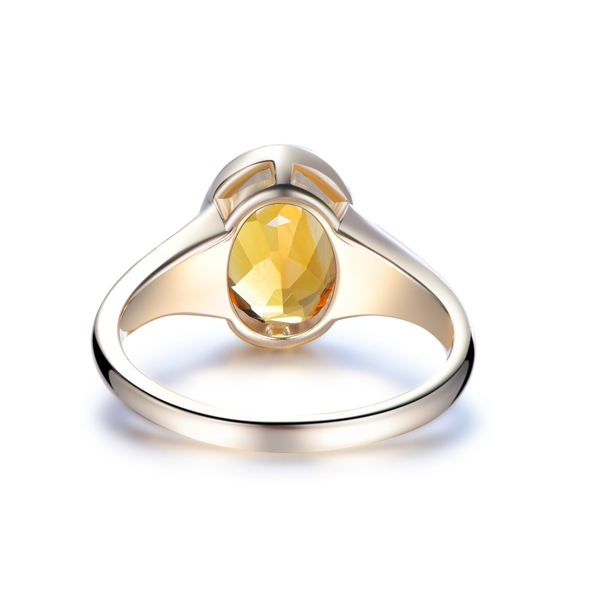 Oval Citrine Trillion Cut Ruby Engagement Ring, 14K Gold/Silver - Lord of Gem Rings