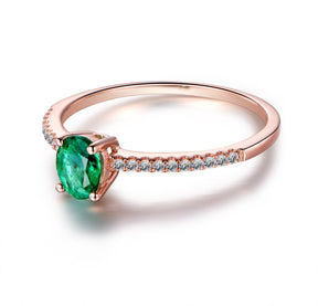 Oval Green Tsavorite(Garnet) Engagement Ring with Diamond Accents - Lord of Gem Rings