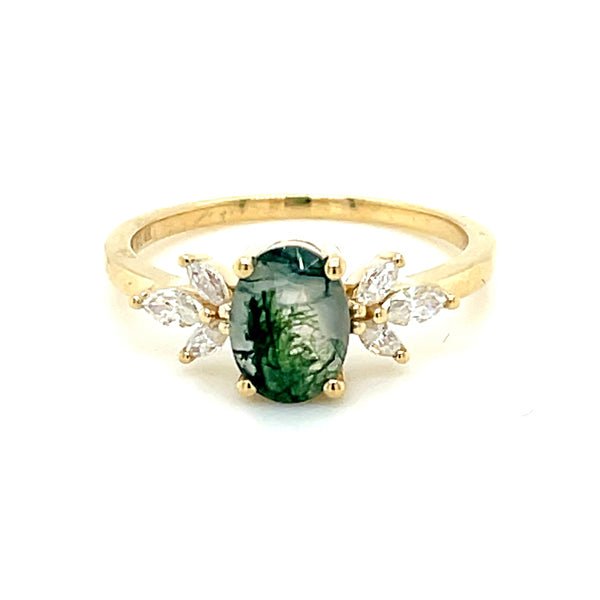 Oval Moss Agate Petal Ring - Lord of Gem Rings