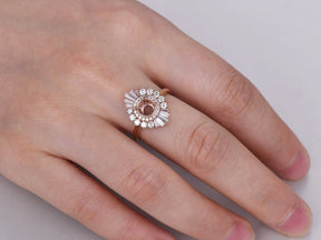 Oval Semi Mount Ring Baguette Diamond Double Halo - Lord of Gem Rings