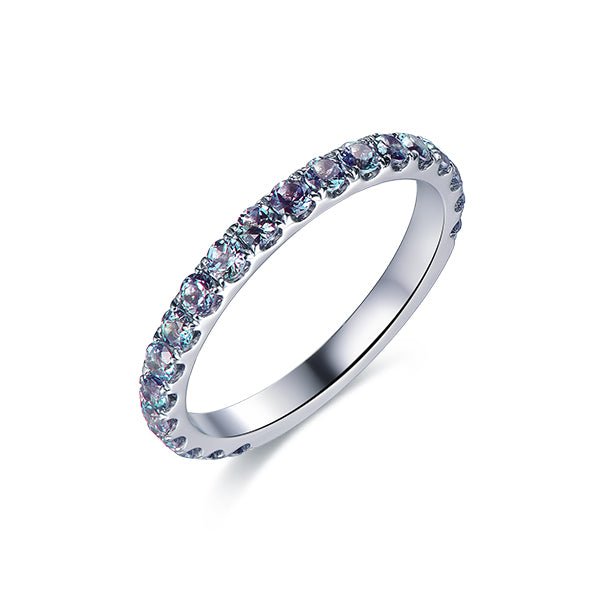 Alexandrite Birthstone Band Band 3/4 Eternity Anniversary Ring 14K