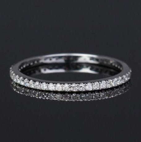 Pave Set Diamond Full Eternity Thin Band 14K Gold