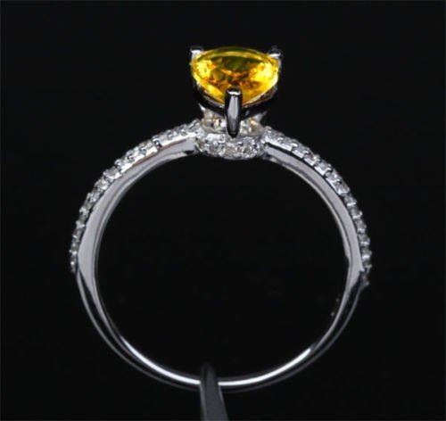 Pear Citrine Engagement Ring Diamond Accents 14K Gold - Lord of Gem Rings