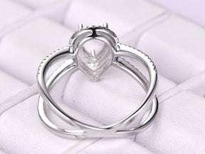 Pear Semi Mout Ring Diamond Double Halo X Band - Lord of Gem Rings