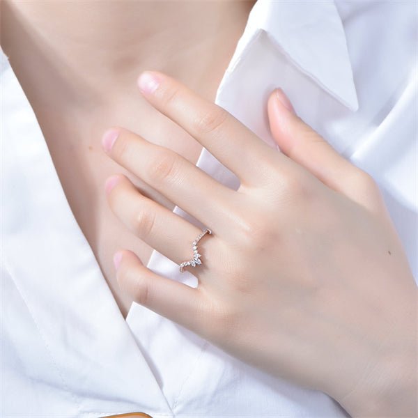 Pearl and Marquise Diamond or Moissanite Tiara Curved June Birthstone Band - Lord of Gem Rings