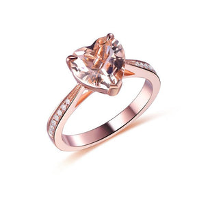 Personalized Gift Heart Morganite Diamond Engagement Ring - Lord of Gem Rings