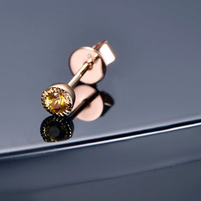 Petite Yellow Sapphire Milgrain Stud Earrings 18K Gold, 1 Pair - Lord of Gem Rings