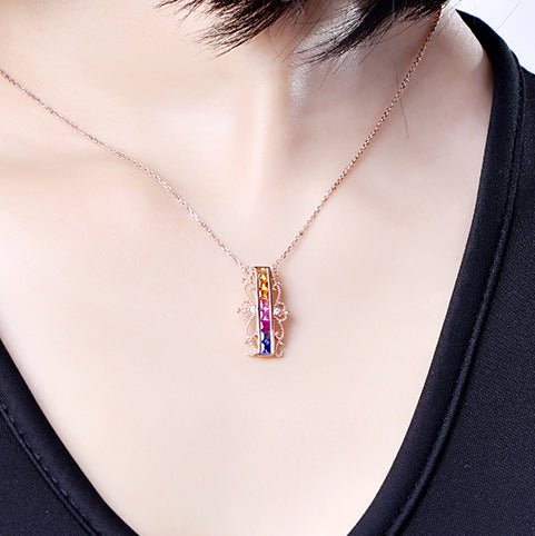 Rainbow Vintage Ruby Sapphire Pendant 18k Gold - Lord of Gem Rings