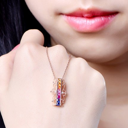 Rainbow Vintage Ruby Sapphire Pendant 18k Gold - Lord of Gem Rings