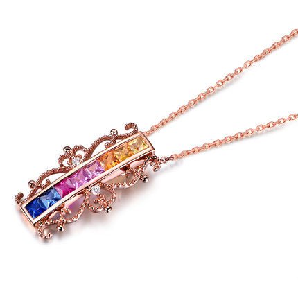 Rainbow Vintage Ruby Sapphire Pendant 18k Gold - Lord of Gem Rings