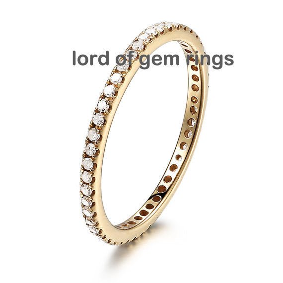 Pave Diamond Wedding Band Eternity Anniversary Ring 14K Gold