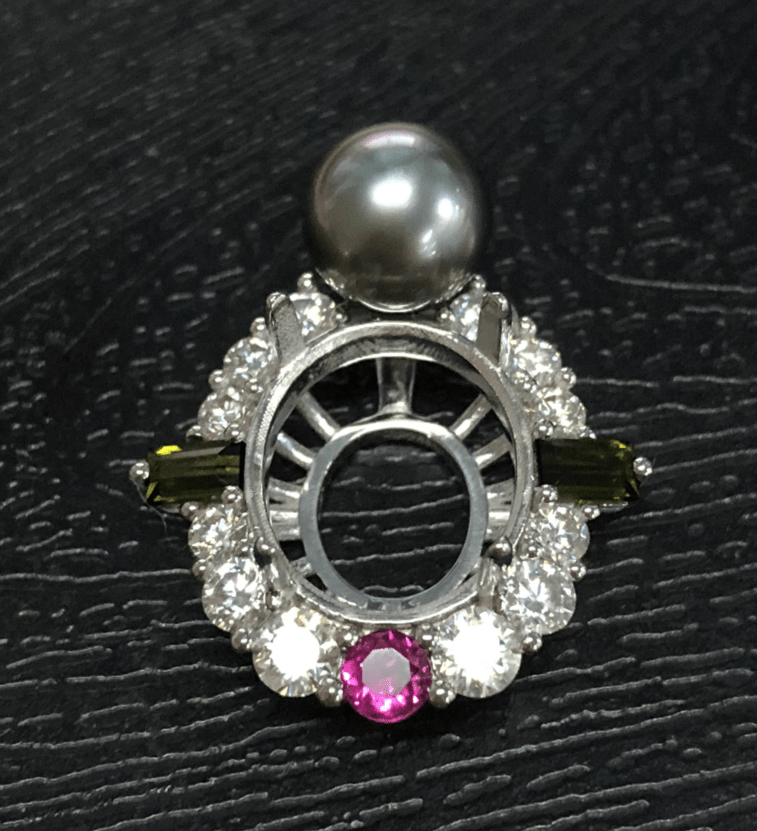 Reserved for Eric Custom Semi Mount Pendant 14k White Gold oval 12x14mm round 7mm - Lord of Gem Rings