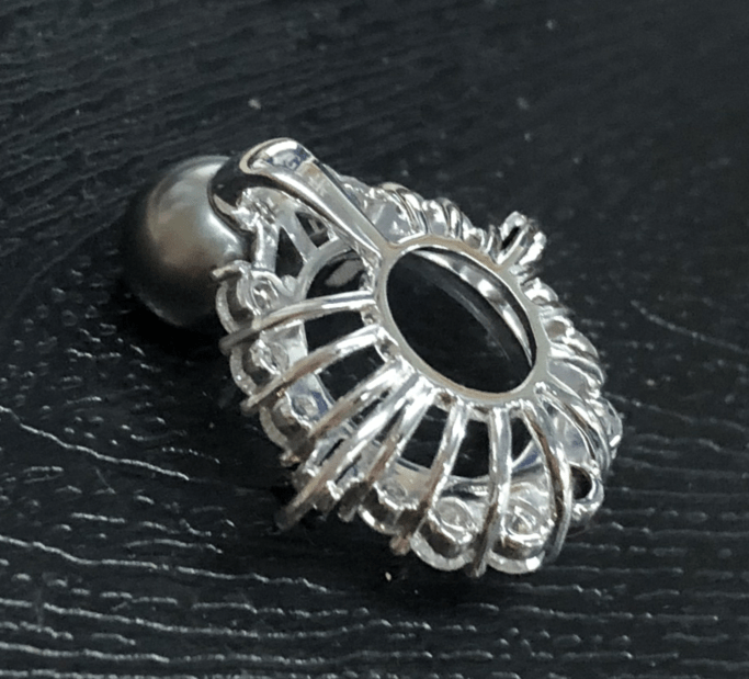 Reserved for Eric Custom Semi Mount Pendant 14k White Gold oval 12x14mm round 7mm - Lord of Gem Rings